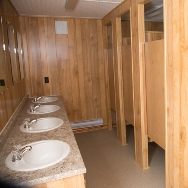 washroom trailers from Miller Office Trailers in Mississauga, Ontario